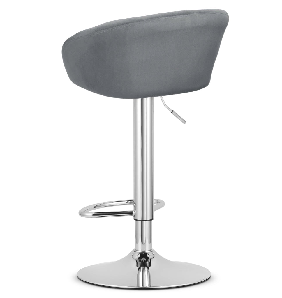Sgabello in velluto VALORA EAST - Grigio - Base cromata x 2
