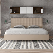 Letto imbottito Matrimoniale 180x190 cm Sunny - Similpelle,Tortora,Con rete