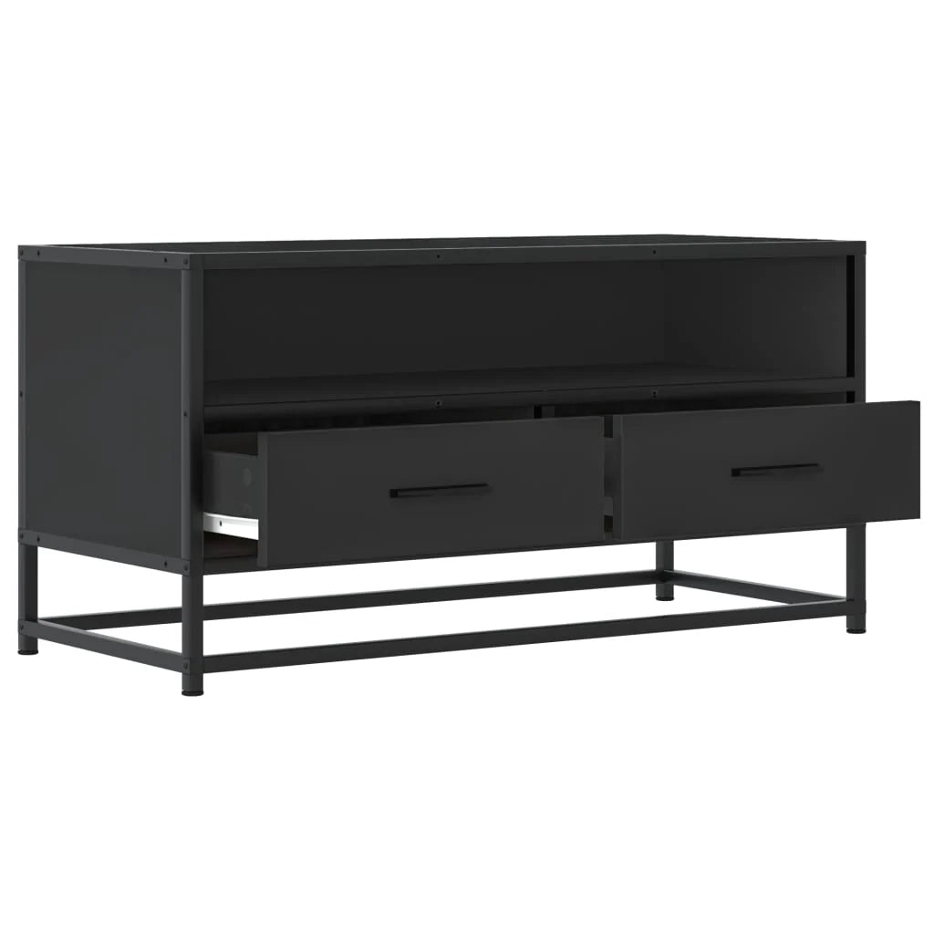 Mobile TV multimediale scaffale TV credenza mobile TV sala da pranzo soggiorno camera da letto 80 x 34,5 x 40 cm legno ingegnerizzato e metallo nero 02_0026265