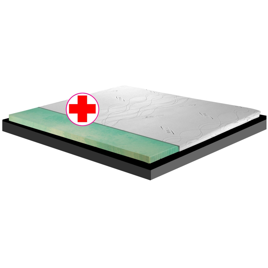 Topper, sovra materasso RIGIDO, correttore ortopedico materasso in BIOGREEN Alto 5 cm, tessuto anallergico sfoderabile, 4 lati in ARGENTO - ORTOPEDIC piazza e mezza 120x200