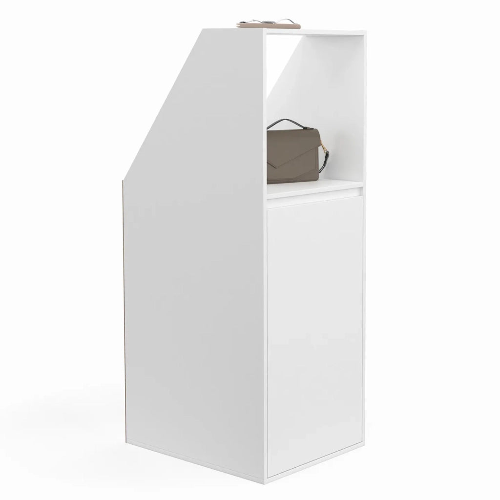 IDMarket - Armadio inclinato 1 anta e 1 nicchia TOMI 40 x 50 x 110/70 cm bianco