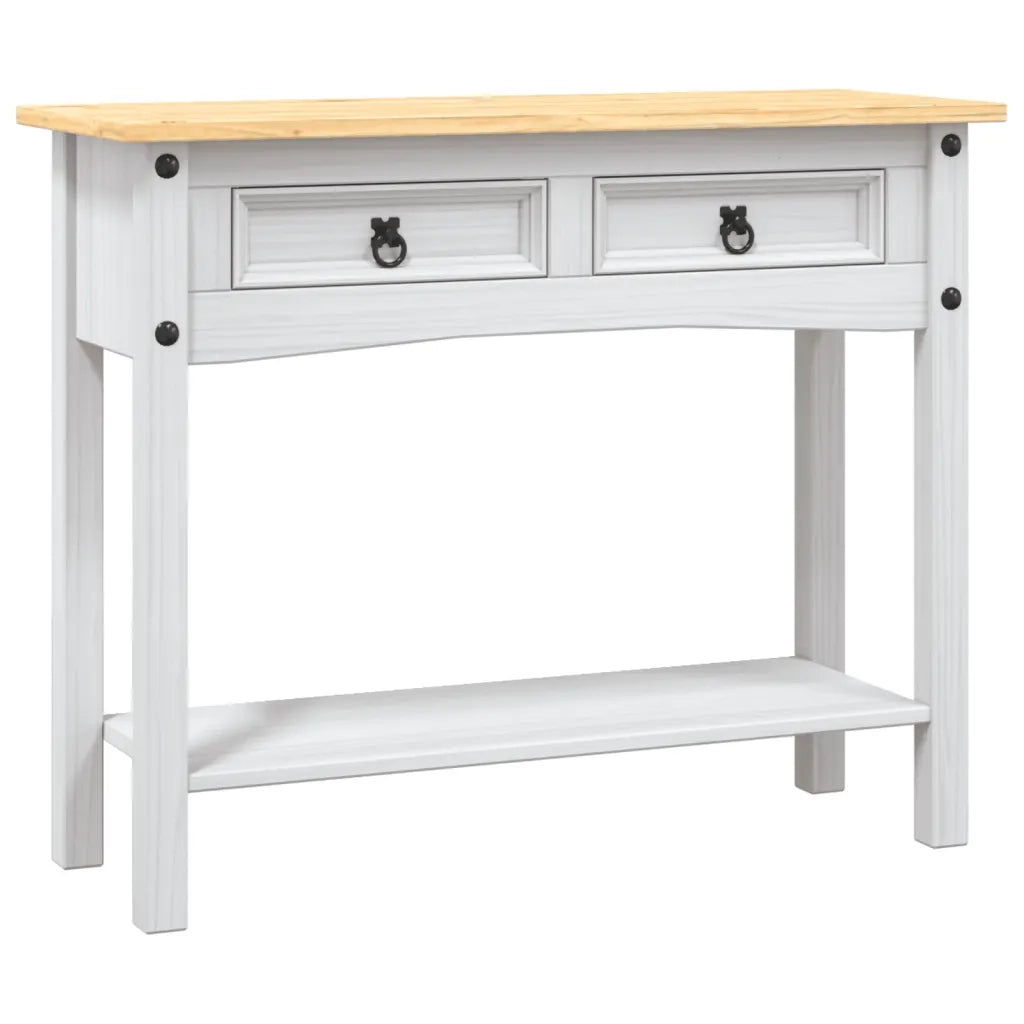 Tavolo Consolle | Tavolo d'Ingresso in Pino Messicano Corona Bianco 90x34,5x73 cm