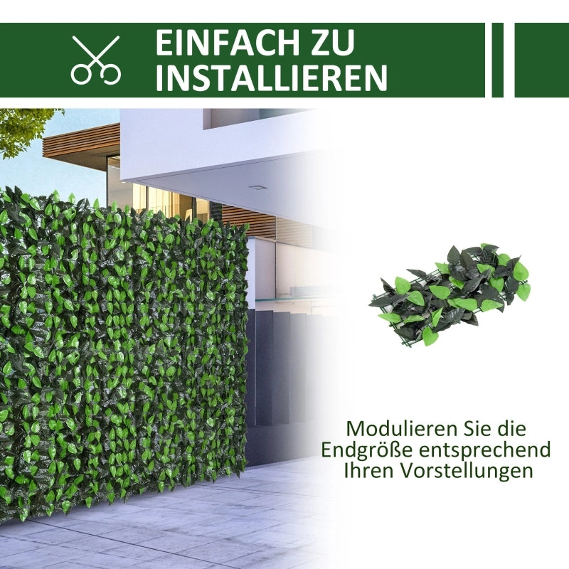 Siepe artificiale, pianta rampicante artificiale, decorazione per esterni, aspetto realistico, 300 cm x 100 cm, verde scuro