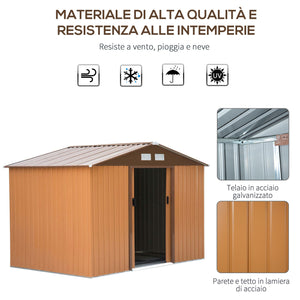 Casetta Box da Giardino in Lamiera Ocra 277x191x192 cm