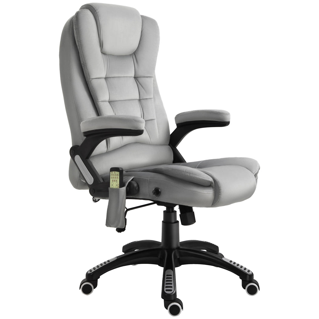 Sedia ufficio ergonomica con funzione massaggio e riscaldamento, girevole 360°, grigia