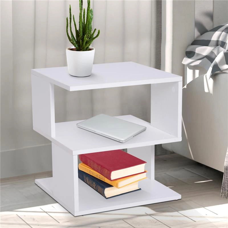 TAVOLINO SALOTTO DESIGN MODERNO 2 RIPIANI DESIGN MODERNO LEGNO BIANCO