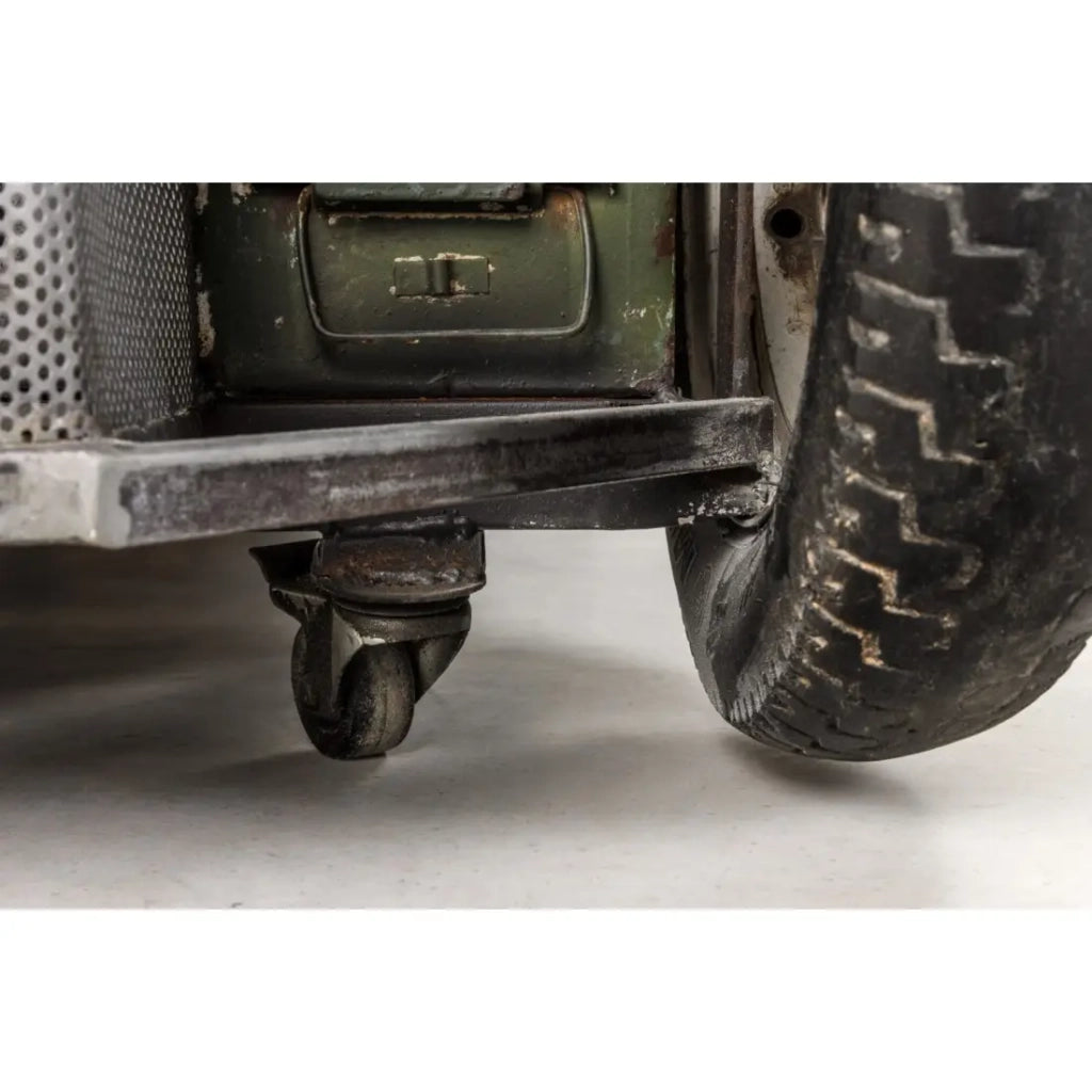 Tavolino CARROAD 165 cm in acciaio e legno di mango stile auto d'epoca
