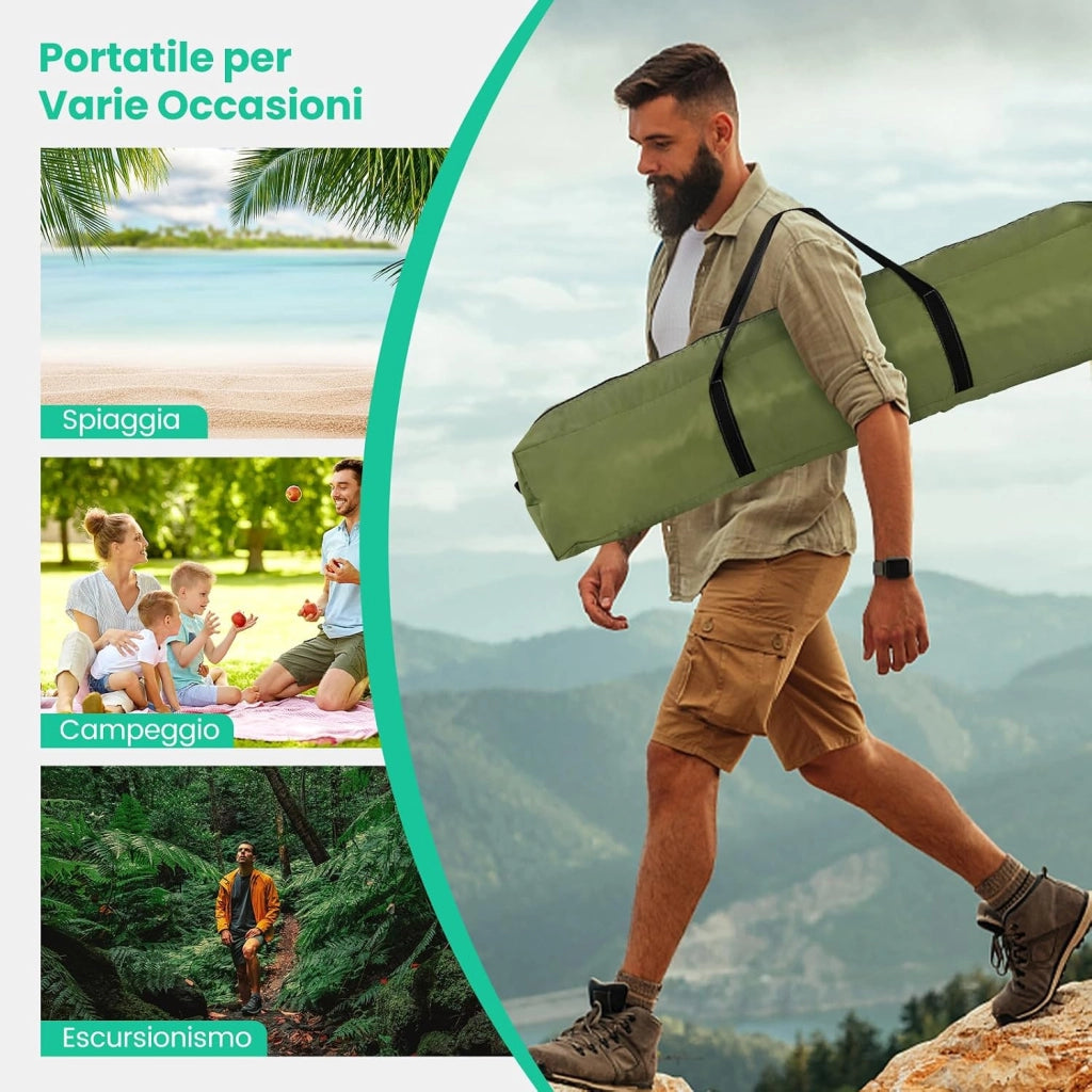 Tenda Campeggio Pop Up per 2-4 Persone, Tenda Istantanea Impermeabile con 2 Porte, Tetto Parasole Rimovibile e Finestre in Rete, Borsa da Trasporto, per Escursioni, Campeggio e Spiaggia