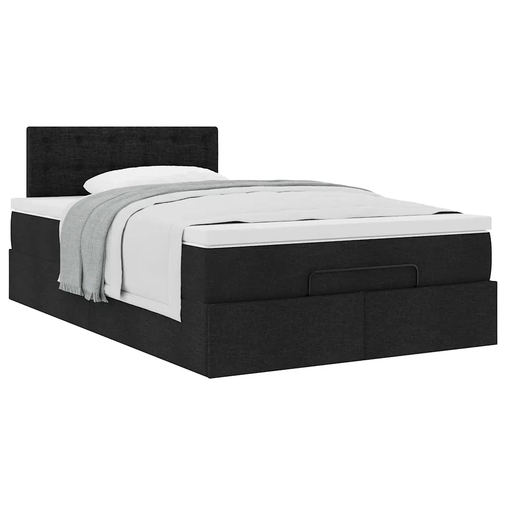 Pouf Letto con Materasso Nero 120x200 cm in Tessuto 3311617