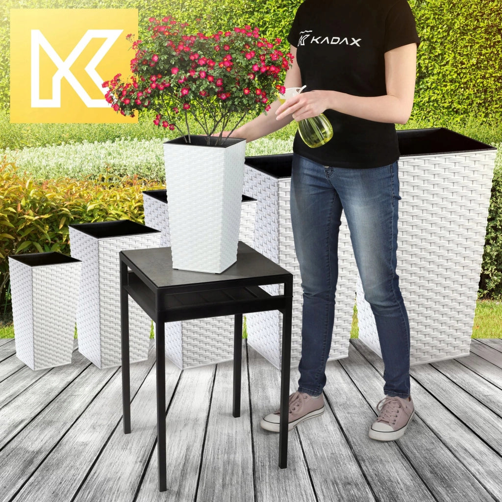 Vaso da giardino KADAX con inserto per fiori, grande e alto, 18x36 cm, bianco.