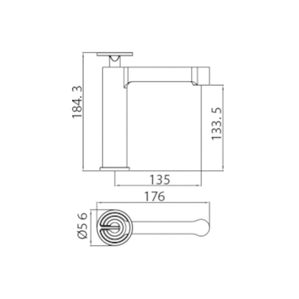IMEX Miscelatore monocomando per lavabo in ottone nero opaco con cartuccia ceramica Ø26 mm TOP e set 2 flessibili 3-8 inclusi altezza 184 mm canna 135 mm modello BDC033-1NG