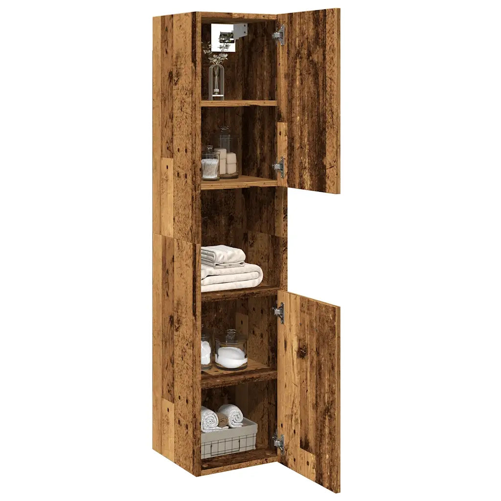 Mobile Pensile da Bagno Legno Antico 30x30x130 cm in Truciolato 856221