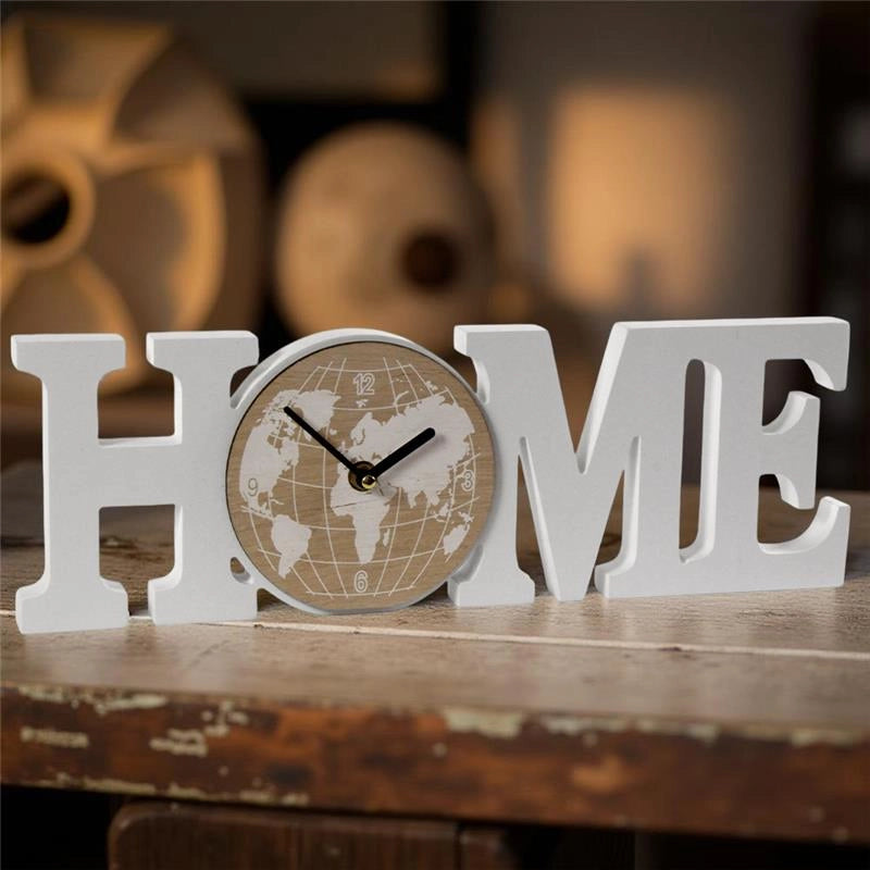 OROLOGIO IN LEGNO "HOME" DA PARETE O TAVOLO 39 X 2 X 13H CM