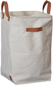 Opbergmando Premium con maniglie - contenitore per stoviglie in cotone-lino - beige - stabile e multifunzionale - 35x35x58 cm
