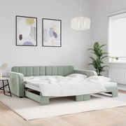 Divano Letto con Letto Estraibile Grigio Chiaro 100x200 Velluto 3196936