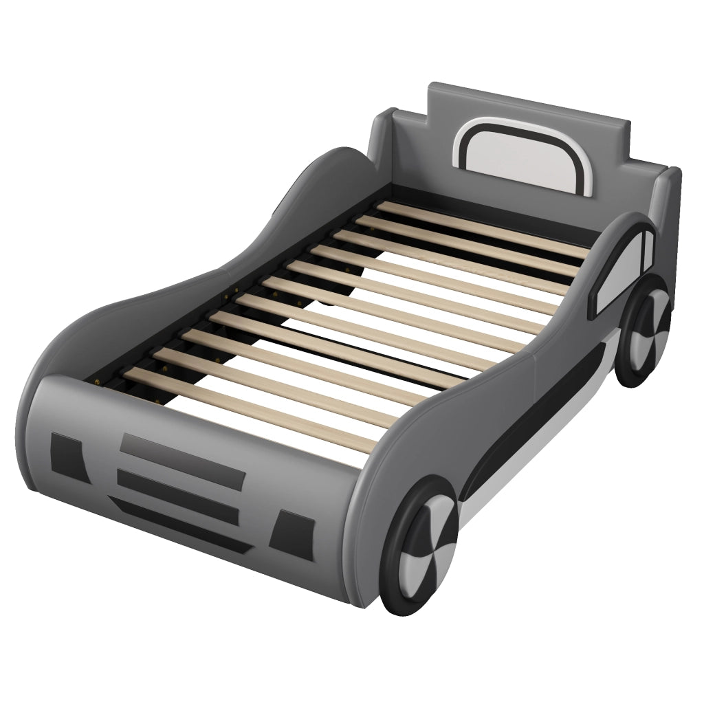 LETTO AUTO PER BAMBINI 90x200 cm Grigio con contenitore idraulico