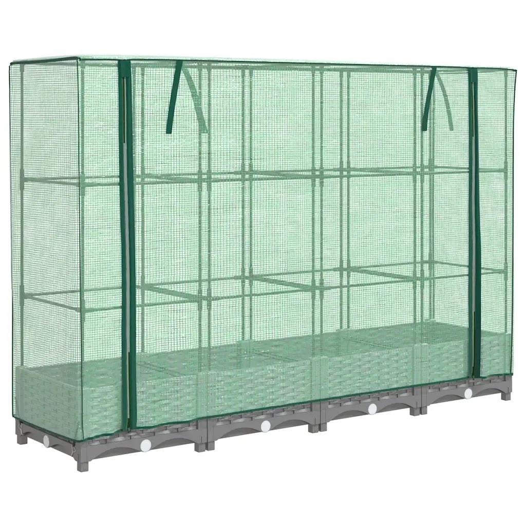 Fioriere | Cassetta per fiori | Letto Rialzato con Copertura Serra Effetto Rattan 160x40x123 cm