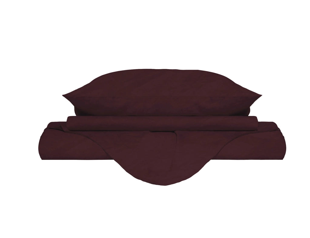 Copripiumino Matrimoniale con Sacco e Federe Linea Water Washed Bordeaux
