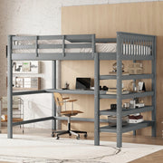 Letto a castello con scrivania - Xylo - 140x200 - Grigio senza materasso
