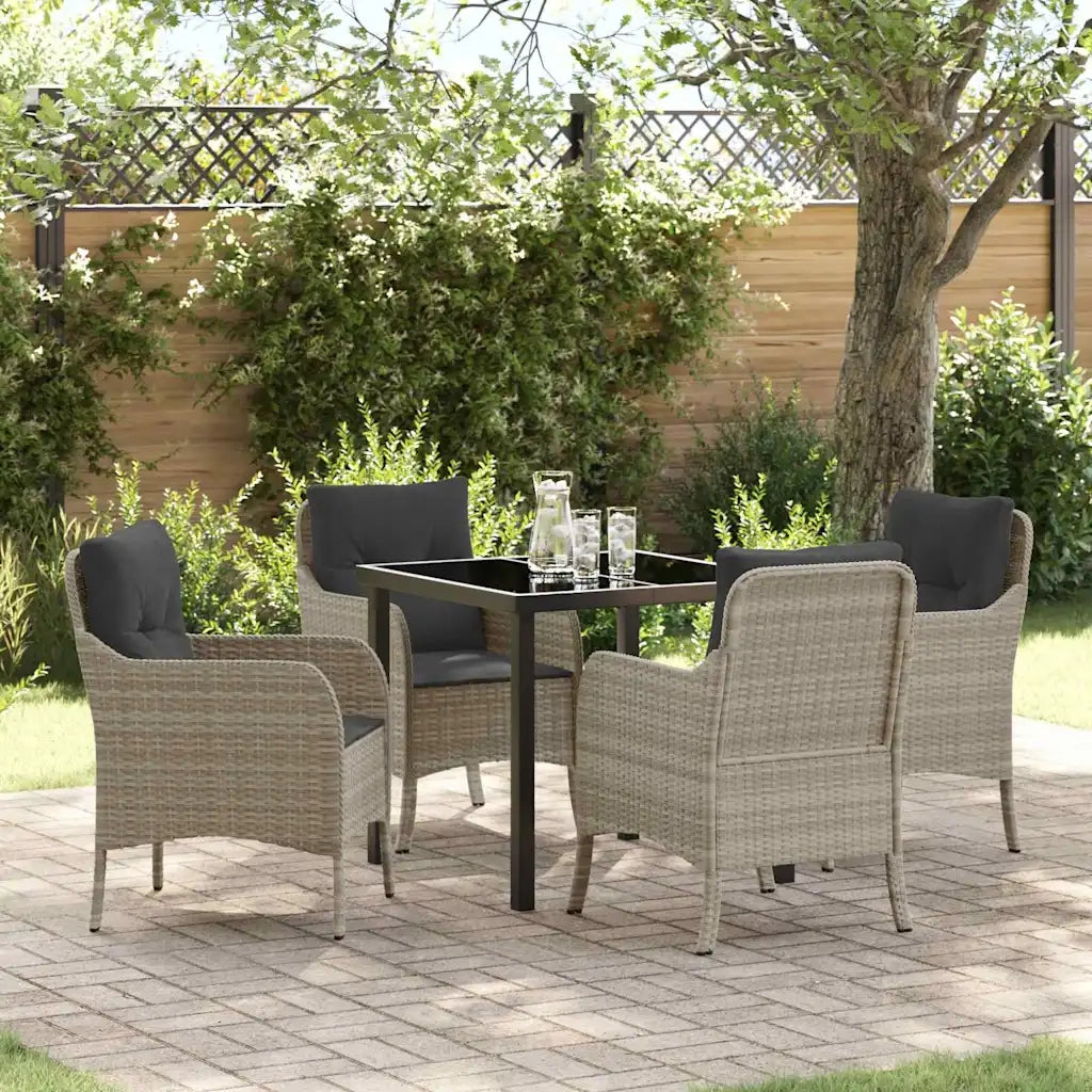 Set da Pranzo per Giardino 5 pcs Grigio chiaro polyrattan 3380184