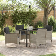 Set da Pranzo per Giardino 5 pcs Grigio chiaro polyrattan 3380184