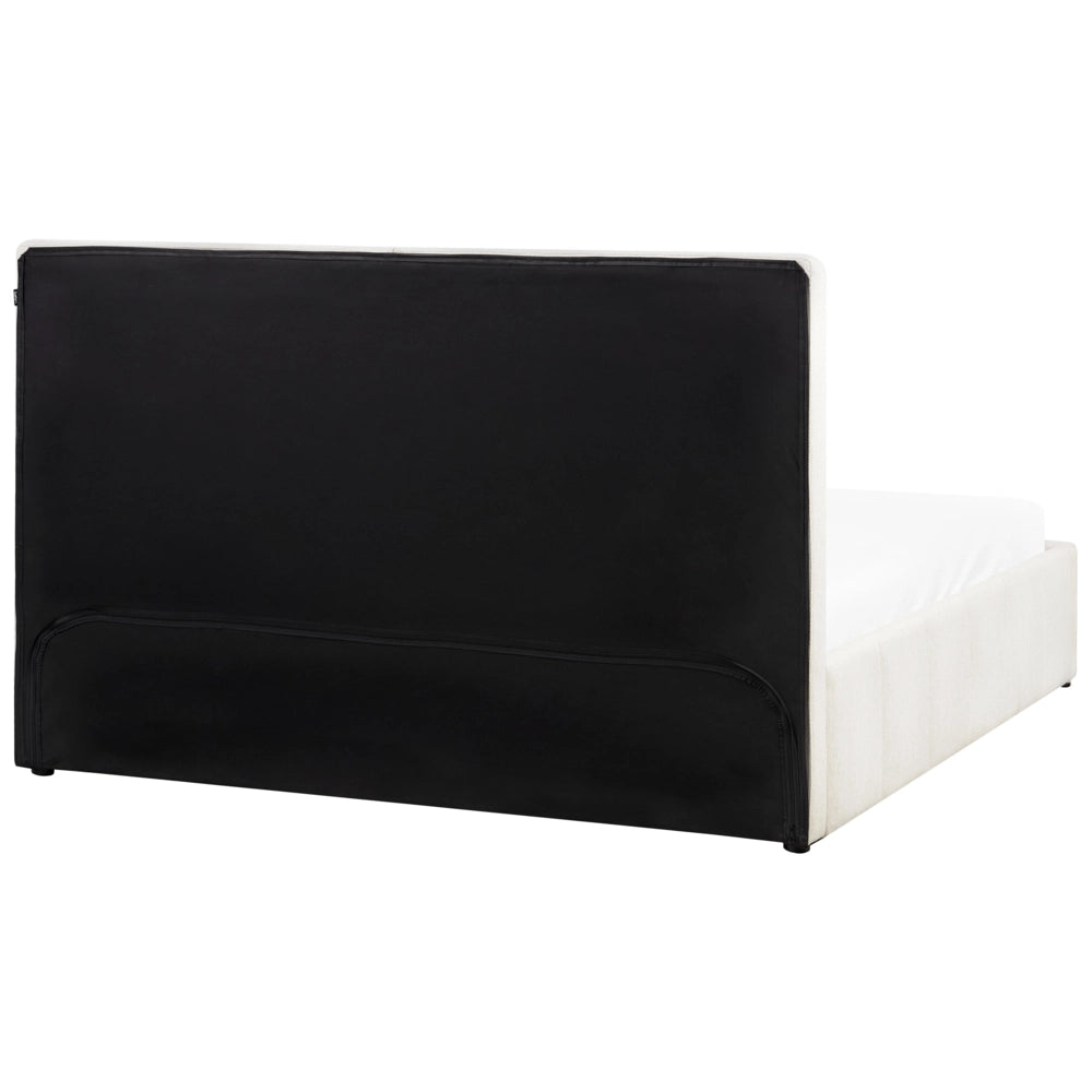 Letto matrimoniale con contenitore rivestito in tessuto bianco sporco 180 x 200 cm camera da letto elegante
