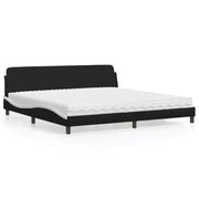 Letto con Materasso Dover Nero e Bianco 200x200cm in Similpelle 3208482