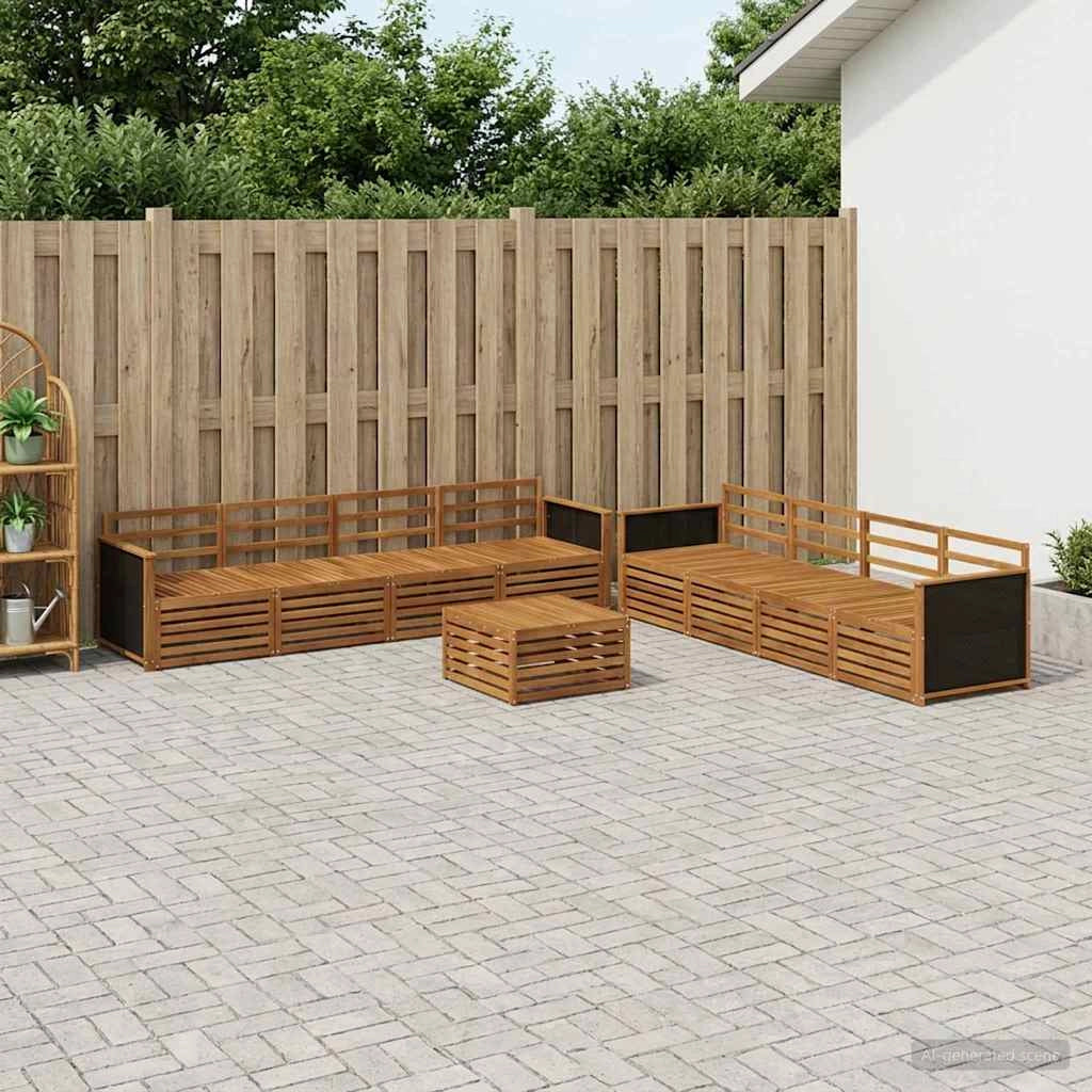 Set di divani da esterno 9 pz Naturale Legno massello di acacia 3383162