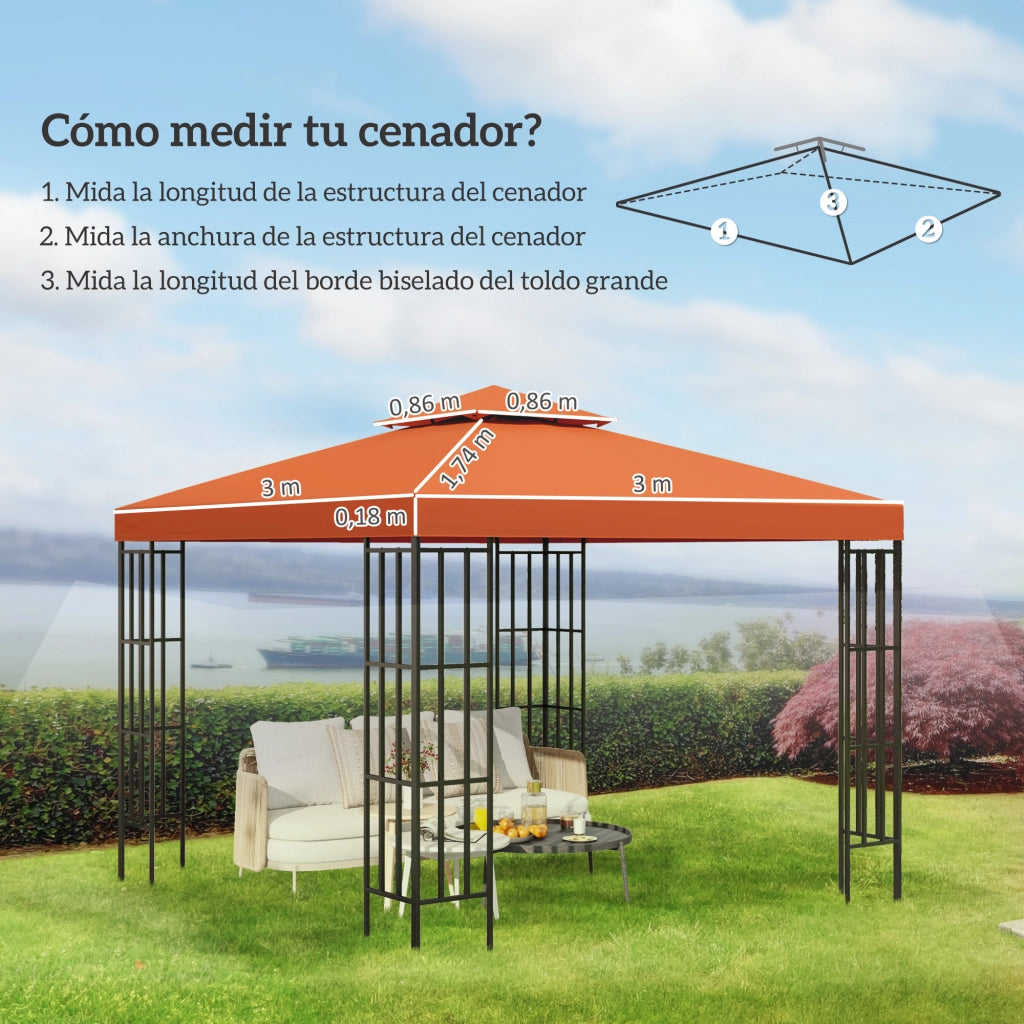 Tenda da giardino 3x3 m ¨C zephmum ¨C Rosso con fori di drenaggio