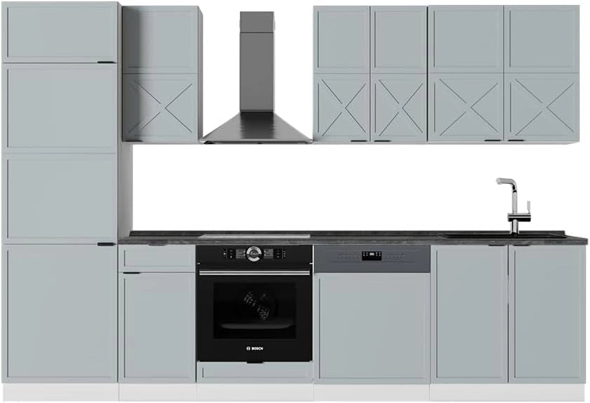 Cucina componibile Fame-Line, Quercia dorata, 300 cm senza piano di lavoro, adatto per l'espansione modulare individuale e la disposizione flessibile