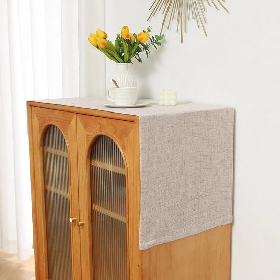 Tavolo da pranzo in tessuto lino, lavabile e resistente alle macchie, tavolo da pranzo, decorazione da tavola, banda da tavolo, tovaglia da tavolo, per sala da pranzo, party, vacanza, decorazione.