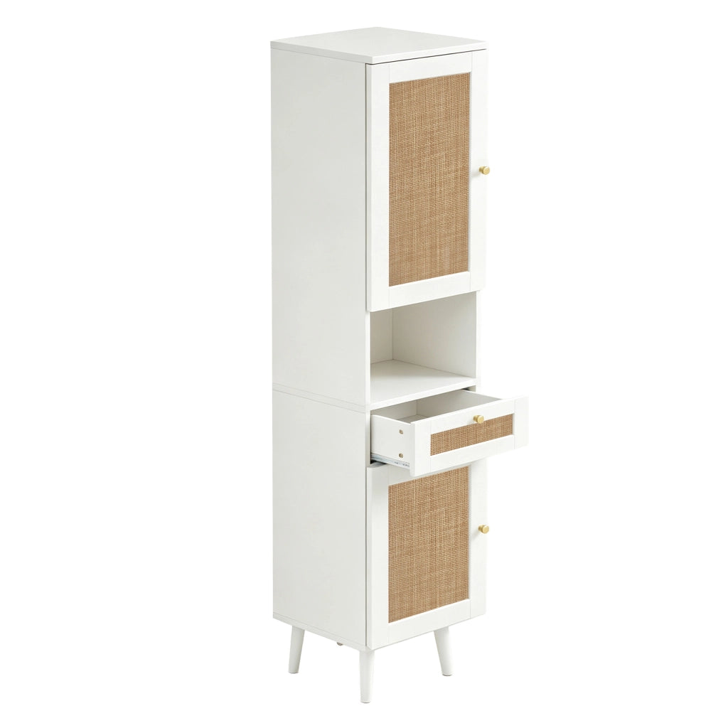 Mobile da bagno con 2 ante reversibili; 1 cassetto e vani aperti; in MDF; bianco