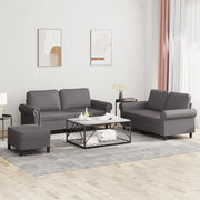 Set di Divani 3 pz con Cuscini Grigio in Similpelle