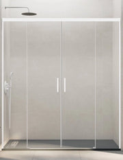 Porta doccia scorrevole 2+2 THALASSA (BASIC) 200 cm Profilo Bianco vetro trasparente