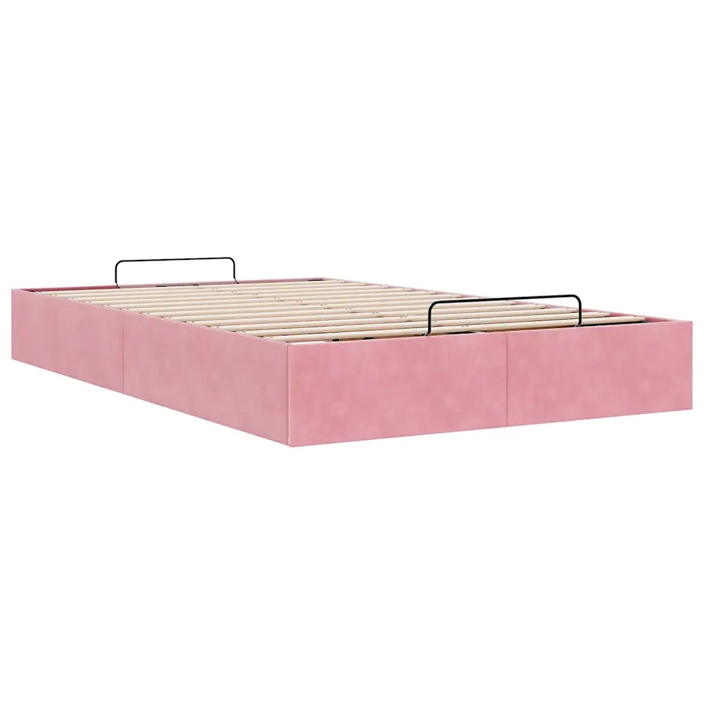 Struttura Letto Pouf Senza Materasso Rosa 120x200 cm Velluto