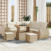 Set Divano da Giardino 8 pcs Beige e Crema polyrattan