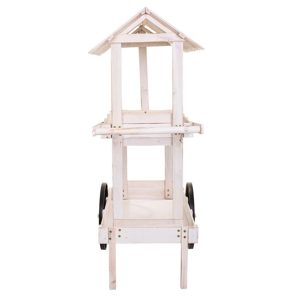 Carrello espositivo in legno bianco 119x68x138h