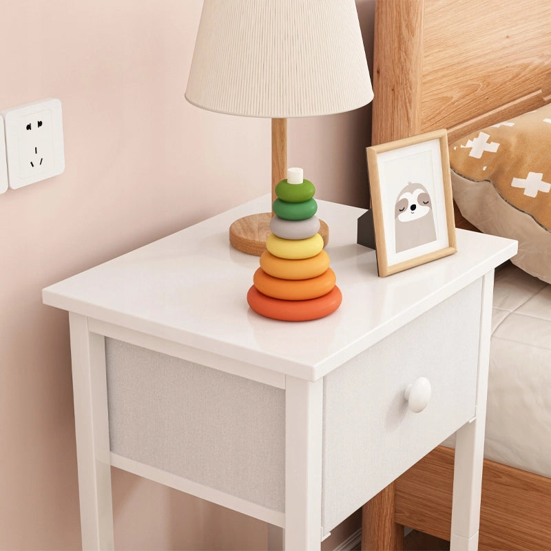 Comò, cassettiera, comodino, cassettiera con cassetto e ripiano, bianco, per camera da letto o soggiorno, 38 cm