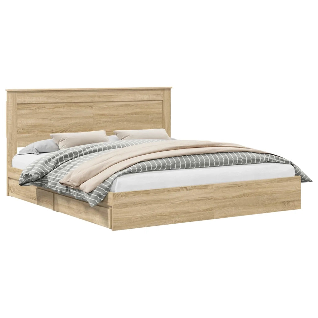 Letto con Contenitore con testiera Rovere Sonoma 180 x 200 cm