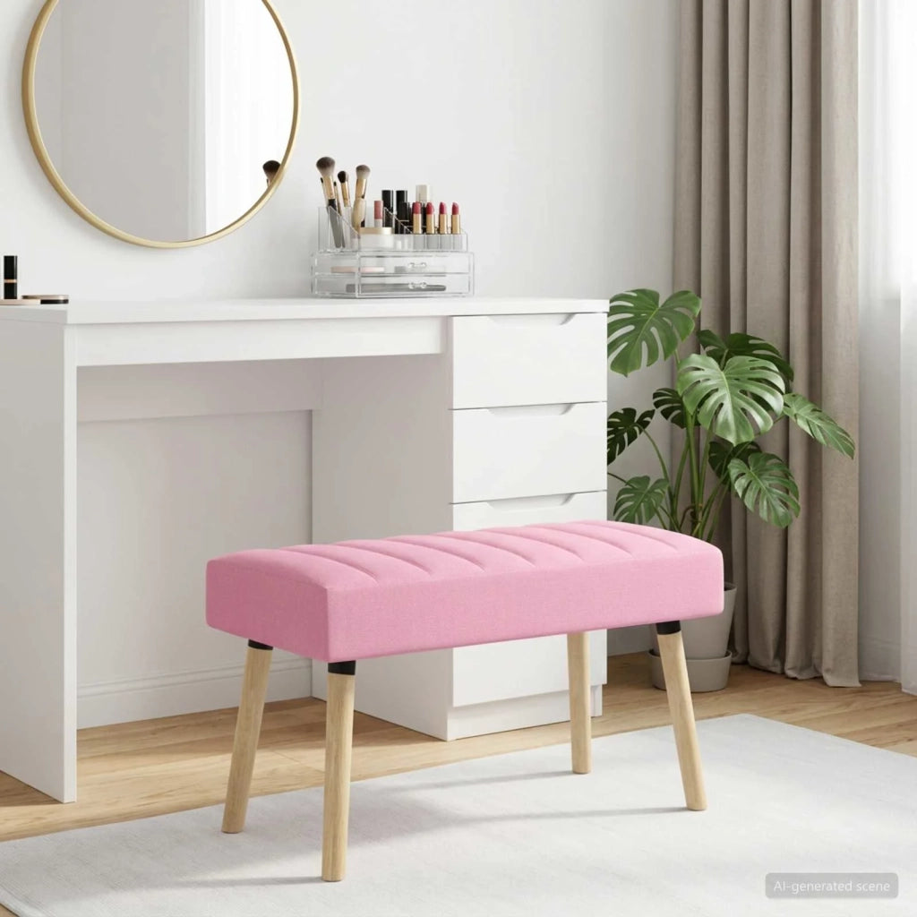 Panchina trapuntata a canale Rosa 80 x 40 x 46 cm Tessuto 42038485