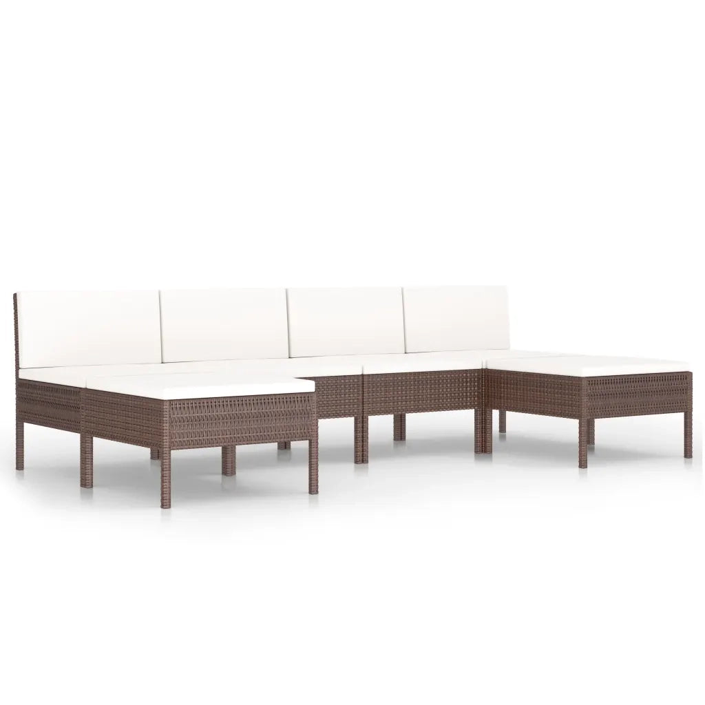 Set Divani da Giardino 6 pz con Cuscini in Polyrattan Marrone cod mxl 37813