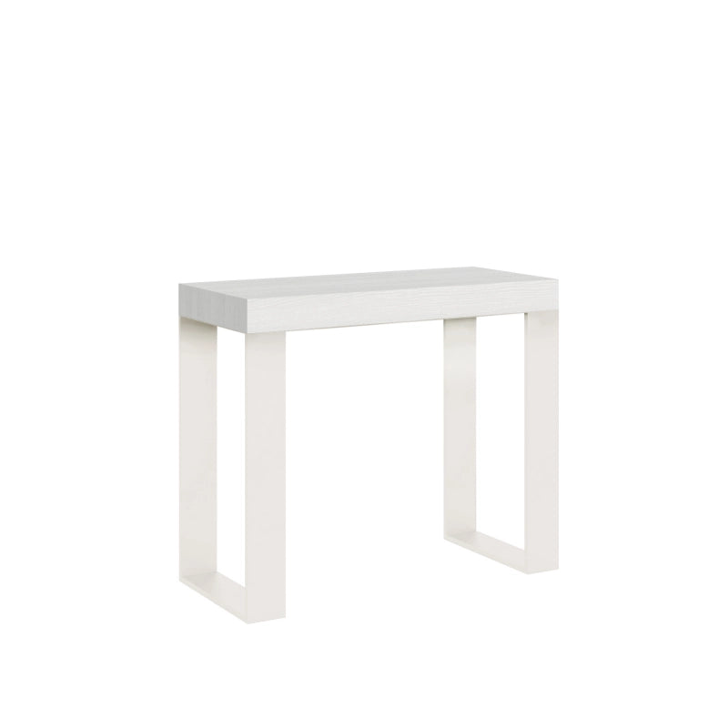 Consolle allungabile 90x40/196 cm Tecno Small telaio Bianco - Bianco Frassino