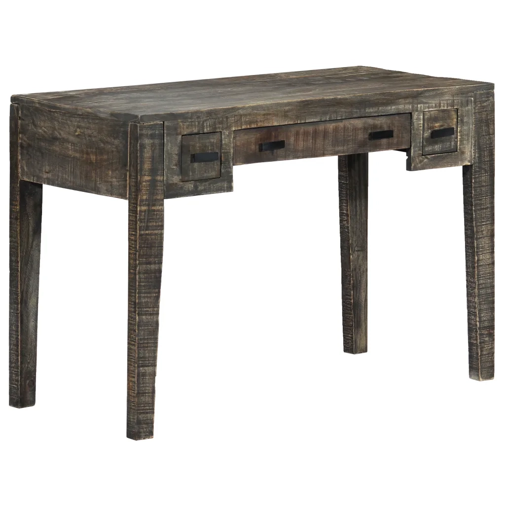 Scrivania-Scrivanie per ufficio e studio-Scrittoio Nera 110x50x75cm in Legno Massello di Mango
