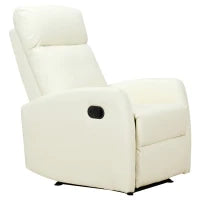 Poltrona Relax Reclinabile 165° con Poggiapiedi Regolabile Ergonomica in pelle PU, 65 × 92 × 100cm Crema