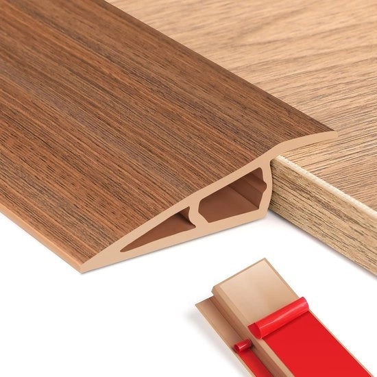 Profilo di transizione in PVC autoforato per compensazione di altezza, ideale per pavimenti in parquet e soglie in lamina (Finestra in legno miele, 10~15mm(H), 1m(L))