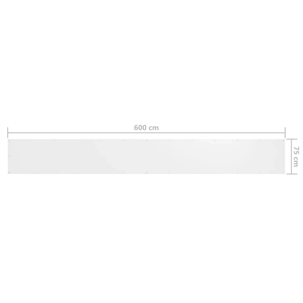 Schermo per balcone schermo per la privacy 75 x 600 cm tessuto Oxford bianco 02_0010054