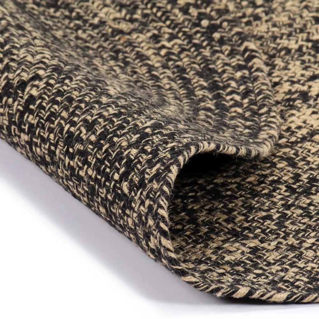 Tappeto Artigianale in Juta Nero e Naturale 120 cm 133726