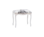 Pouff imbottito tessuto parigi legno shabby bianco 43x33x43 - Mobili 2G
