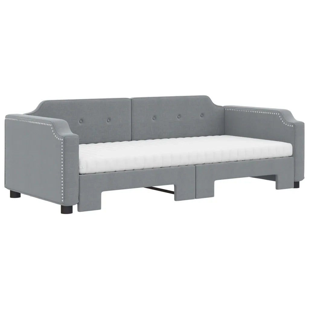 Divano Letto Estraibile Materassi Grigio Chiaro 90x190 Tessuto 3197662