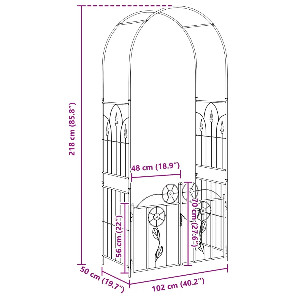 Arco da Giardino con blocco Nero 102 x 50 x 218 cm CFW6666258